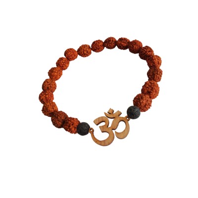 Mahadev Shiva Om Rudraksha Lava Stone Beads Bracelet By Menjewell